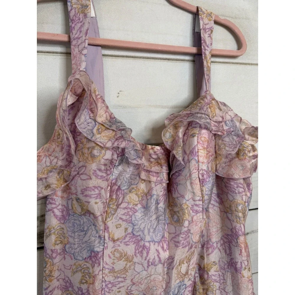 Azazie Atelier Rosalie Purple Multi Floral Ruffle Maxi‎ Dress Womens 16 NEW